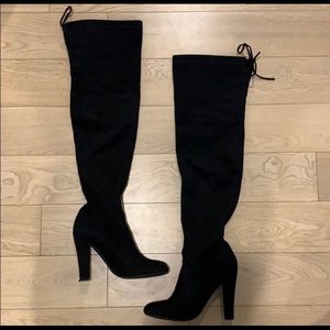 Steve Madden Black Faux Suede Over The Knee Boots